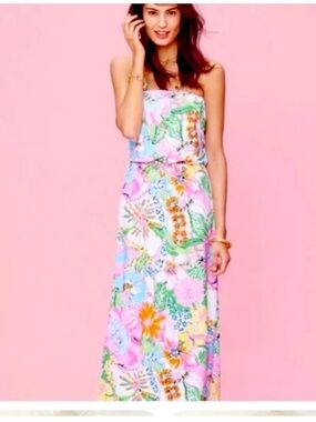 NWOT Lilly Pulitzer for Target Pink Floral Strapless Maxi Dress